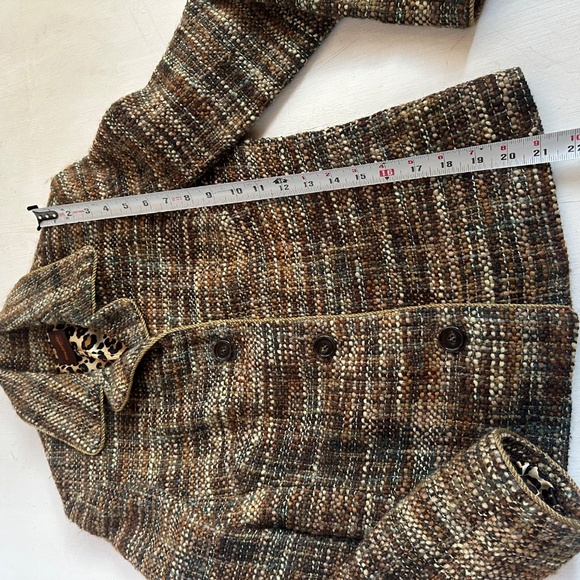 Anne Dee Goldin Green Gold Wool Tweed Blazer Jacket - Picture 5 of 9